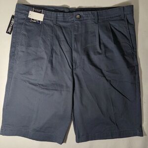 NEW Size 42 Tall Mens Roundtree & Yorke Casuals Chino Pleated Shorts 11"I Indigo